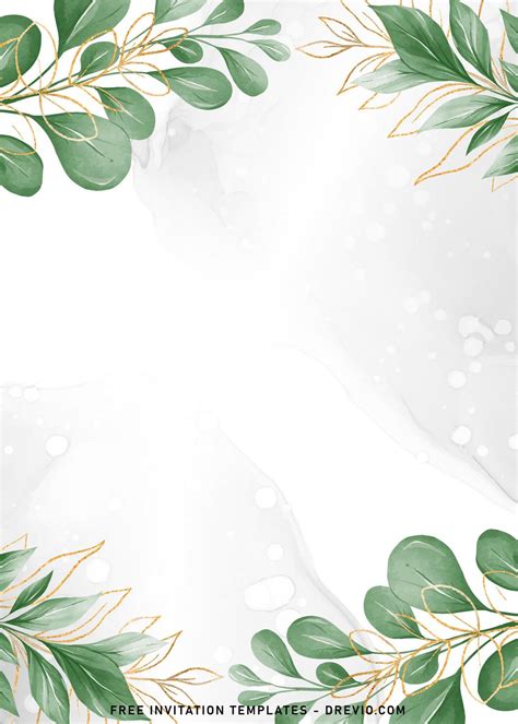 Invitations And Announcements Wedding Invitation With Watercolor Leaves