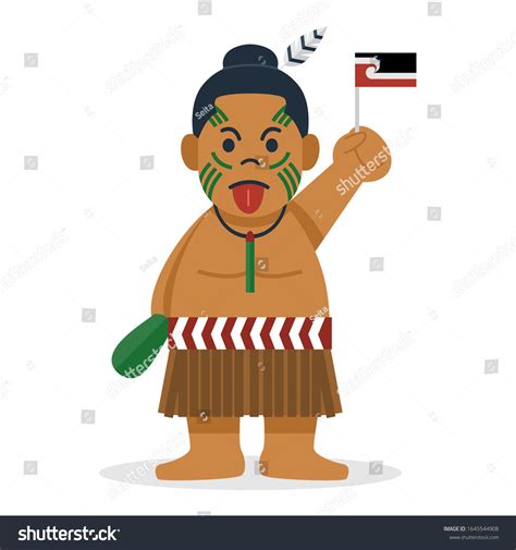 Cute Cartoon Maori Traditional Costume Vector Stock Vector Royalty