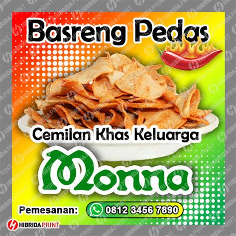 File PSD Desain Stiker Snack Basreng Pedas