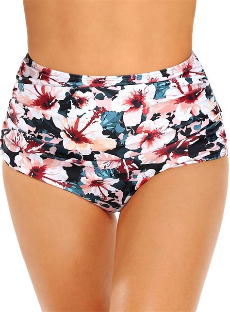 Amazon Edelqual Womens High Waisted Bikini Bottom Full Coverage Tummy Control Ruched