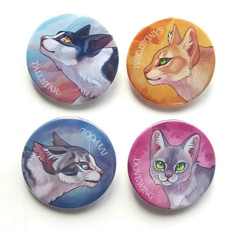 Cats Pin Back Badges 6 Pins Of Your Choice Etsy