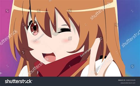 Cute Anime Girlwith Brown Hair Stock Vector Royalty Free 2282219329