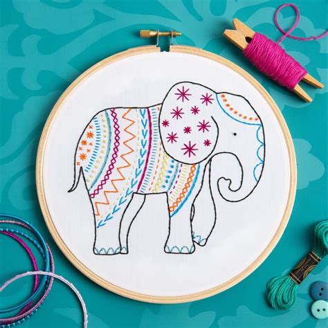 Elephant Embroidery Kit Hawthorn Handmade Wholesale