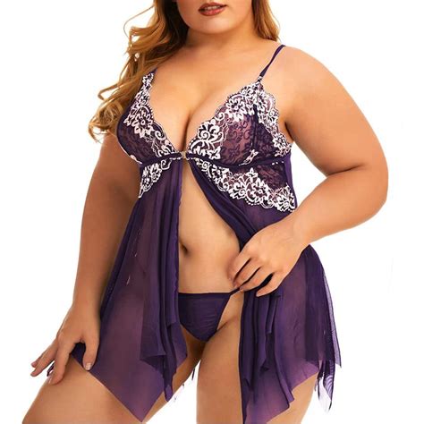 Buy Plus Size Lingerie For Women Sleepwear Set Lace Babydoll Chemise