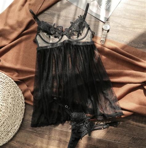 Sexy See Through Babydoll Lingerie Set Sheer Babydoll Etsy