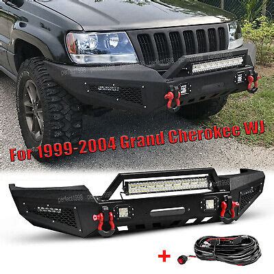 For Jeep Grand Cherokee Wj Front Bumper W Led Light Bar Winch