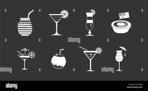 Cocktail Icon Set Grey Vector Stock Vector Image And Art Alamy