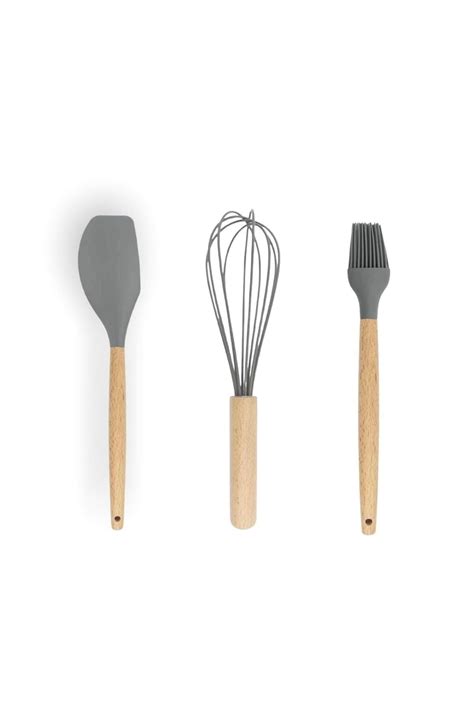 KfcHome Ahşap Saplı Silikon Fırça Spatula Çırpıcı 3 lü Set Fiyatı