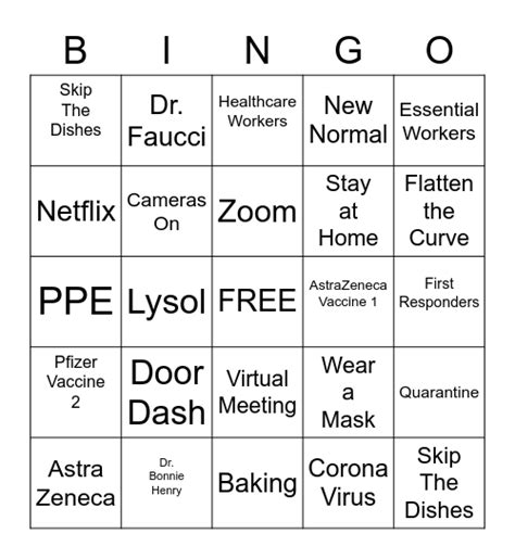 Covid 19 Bingo Card