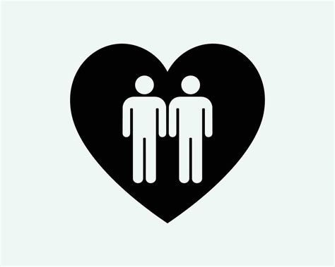Gay Couple Dans L Amour Ic Ne Lgbt Lgbtq Deux Hommes Relation Noir Blanc Silhouette Signe