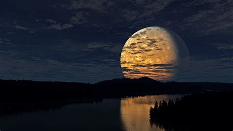 1360x768 Resolution Night Sky Moon Desktop Laptop Hd Wallpaper