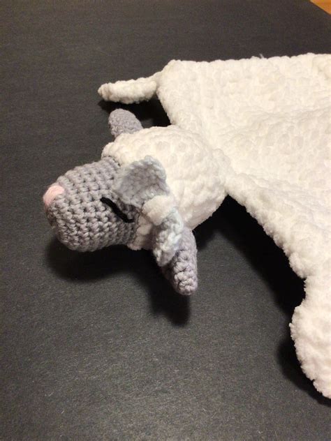 Rectangular Lamb Lovey Crochet Blanket Yarn White Lamb Security Blanket