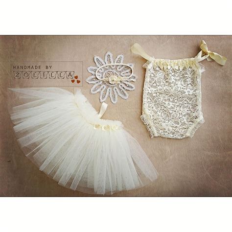 Newborn Baby Romper Headband And Tulle Skirt Photoprops Newborn