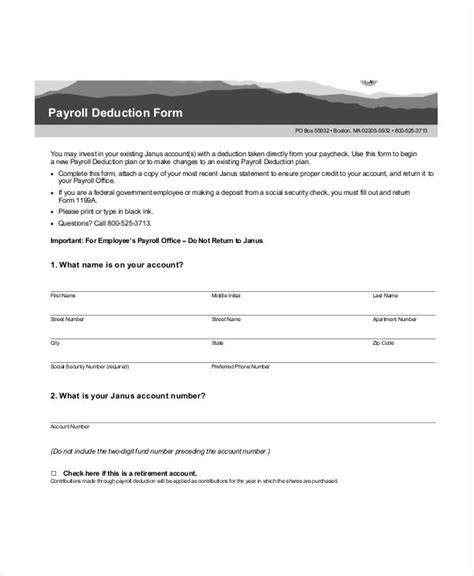 Payroll Deduction Form Template 14 Sample Example Format