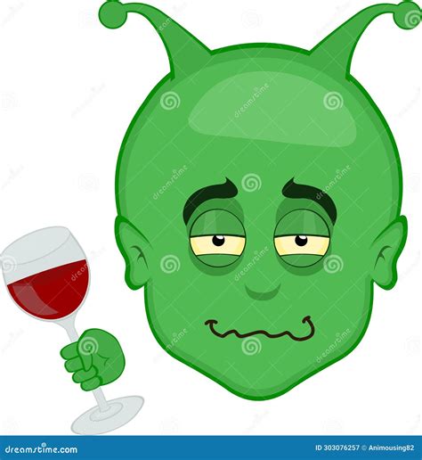 vector illustration head alien extraterrestrial  martian cartoon