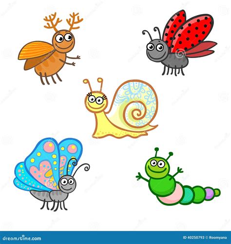 Animation Insects Isolated On A White Background Stock Vector