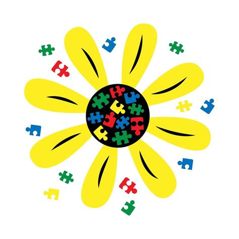 Girasoles Con Pazzle Consciencia Sobre El Autismo Plantilla De P Ster