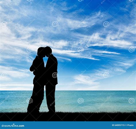 Silueta De Besarse De Dos Hombres Gay Imagen De Archivo Imagen De Lazos Feliz 64005715