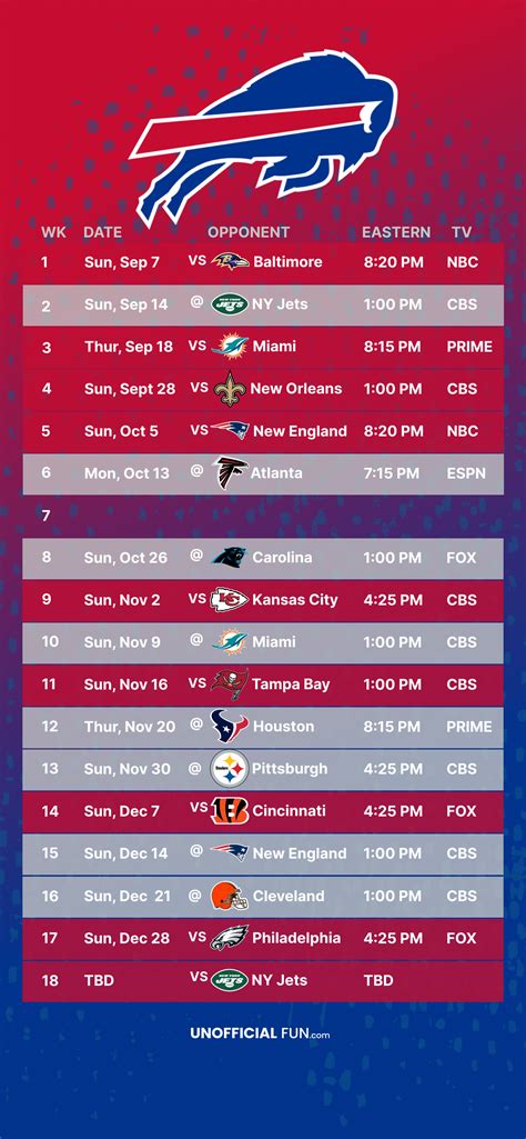 Buffalo Bills - Wallpaper Schedule for your phone - UnofficialFun.com