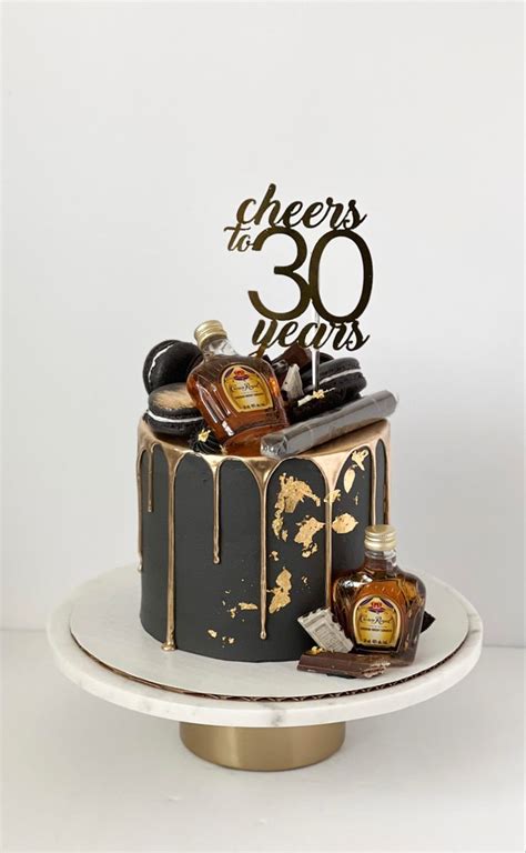 30th Birthday Black And Gold Cake For Him