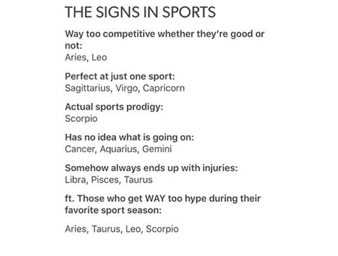 Astrology — The Signs In Sports