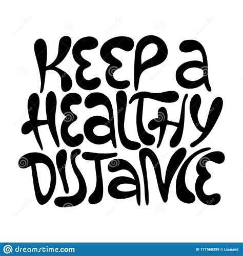 Keep Healthy Distance- Hand Drawn Lettering Stock Vector - Illustration