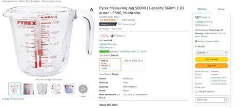 Pyrex Measuring Jug 500 Ml £450 At Amazon