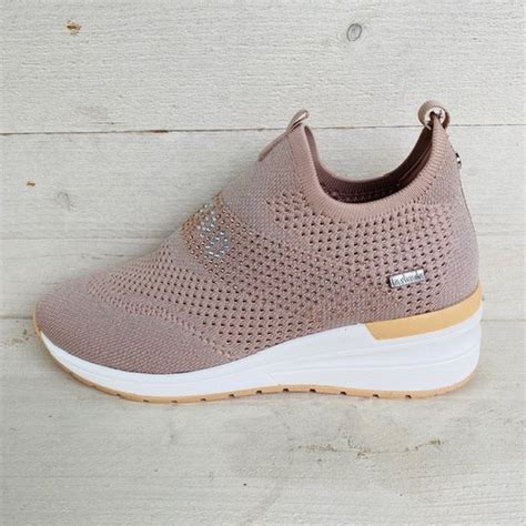 Lastrada Sneaker Met Steentjes Nude Silver Maat En Nude Bol