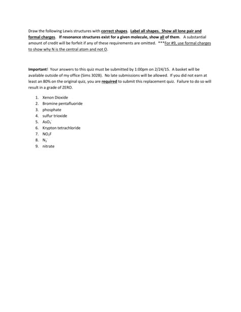 Lewis structure replacement quiz