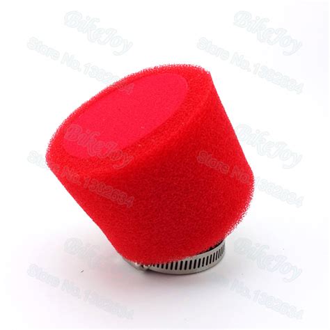 Red 45mm Angled Double Foam Air Filter Cleaner For 125cc 140cc 150cc