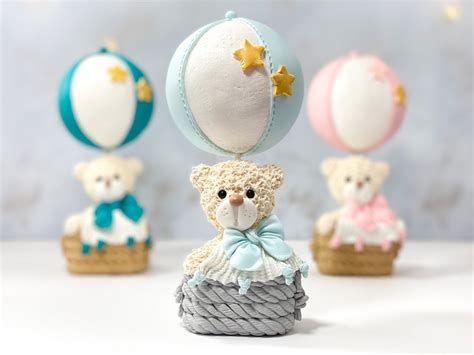 Hot Air Balloon Cake Topper Hot Air Balloon Bear Cake Topper Aviator Bear Cake Topper Pilot