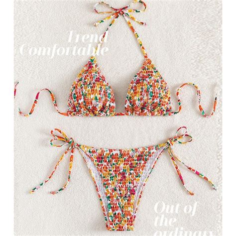 Padded Non Wired Triangle Swimsuit Sexy Strap Bikini Set Swimwear