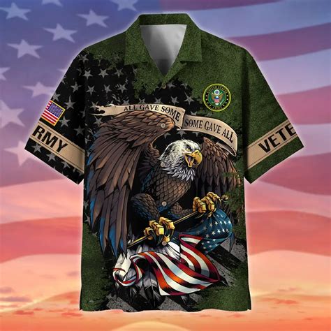 U.S. Army Veteran Full-prints Oversized Hawaiian Shirt Army Retirees ...