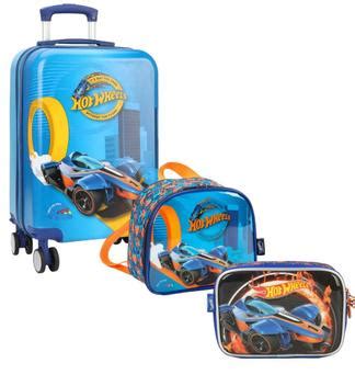 Kit Malinha Hot Wheels Mala Escolar Rígida 4 Rodinhas 360 Luxcel Material Escolar Magazine