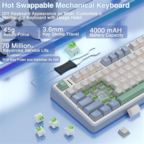 Aula F Wireless Mechanical Keyboard Hot Swappable Pre Lubed Linear Switches Rgb