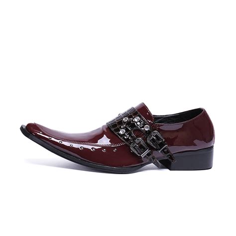 Lacquer Leather Men's Dress Shoes Loafers Shoes With Luxury Straps Men ...