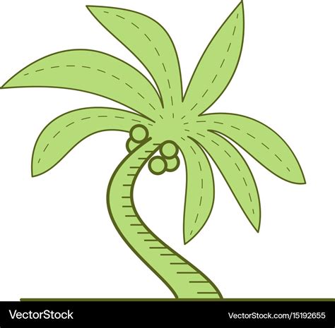 Curved Palm Tree Mono Line Royalty Free Vector Image