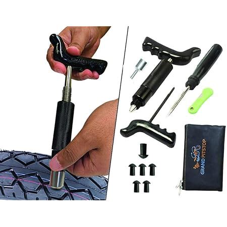 Grand Pitstop Tubeless Tyre Puncture Kit Gun Inflation Kit With