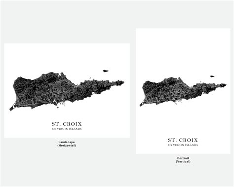 St Croix Map of St Croix USVI Wall Art Print, Saint Croix US Virgin