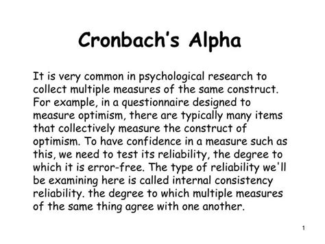 PPT - Cronbach’s Alpha PowerPoint Presentation, free download - ID:5765647