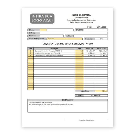 Planilha Modelo Or Amento Servi Os E Produtos Em Excel Studios Cat