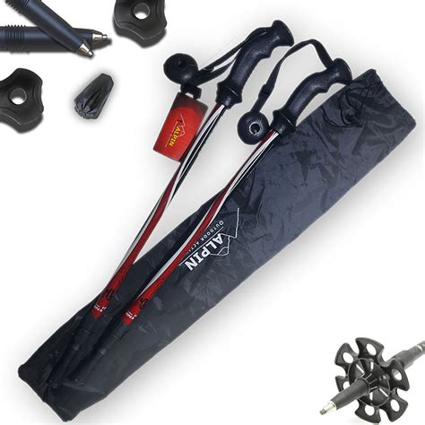 Alpin Μπατόν Πεζοπορίας Walkman Ii Anti Shock Κόκκινο Woodlandgr