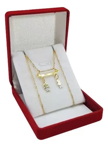 Cadena Con Percha Para 2 Hijos Nene O Nena Enchap Oro 18kt Envío gratis