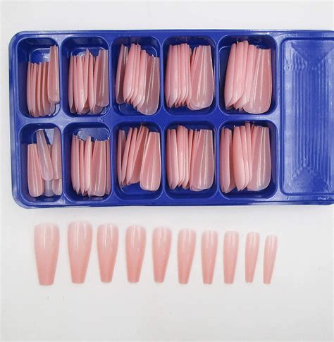 Nude Pink Long Coffin False Nails Pc Colored Acrylic Tips For