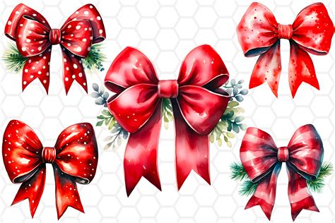 Watercolor Christmas Bow Clipart Png Graphic By Dreanartdesign
