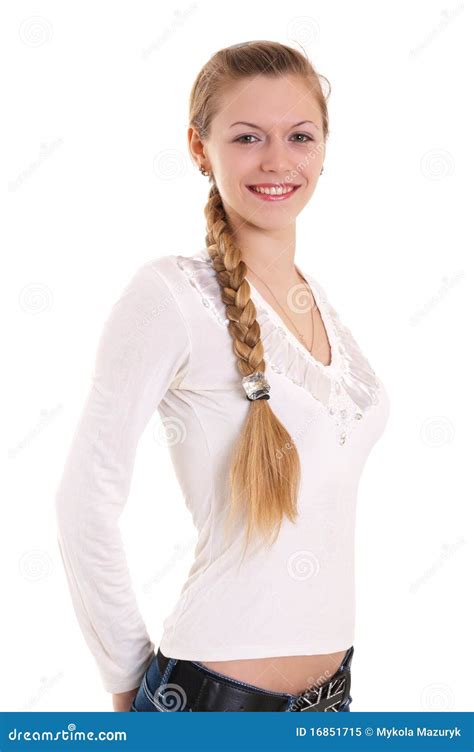 Beautiful Blonde With Big Braid Stock Image Image Of Long Charming
