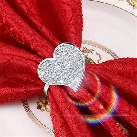 Amazon Yacanna Red Heart Napkin Rings Sparkling For Valentines Day