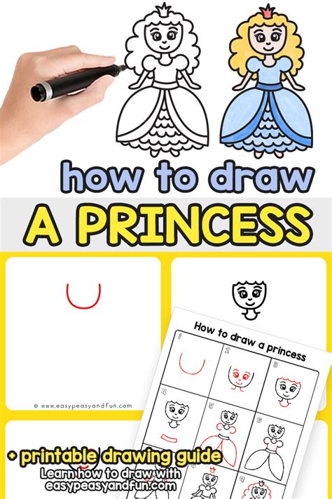 How to Draw a Princess - Step by Step Drawing Tutorial - Easy Peasy and Fun