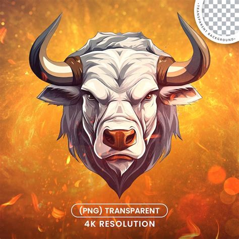 Premium PSD | Angry bull face illustration on transparent background