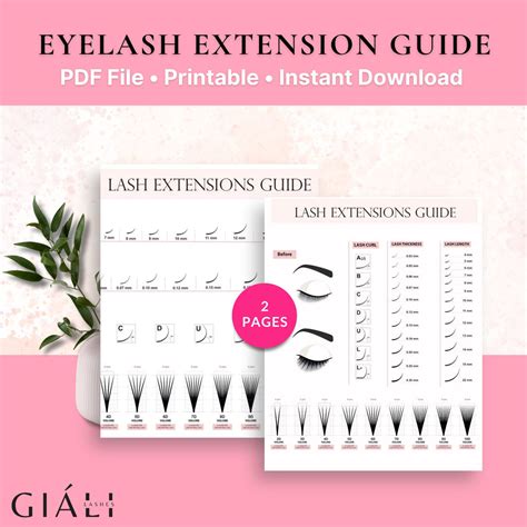 Lash Guide Downloadable And Printable Pdf 2 Pages Giali Lashes